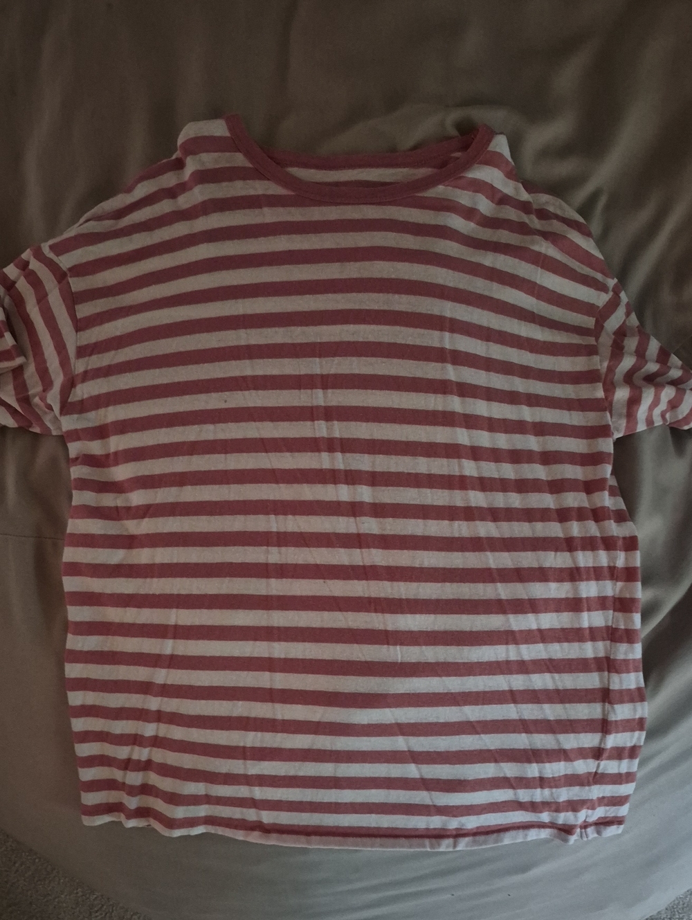 American Eagle Outfitters Pink and White Striped Short-Sleeve Tee